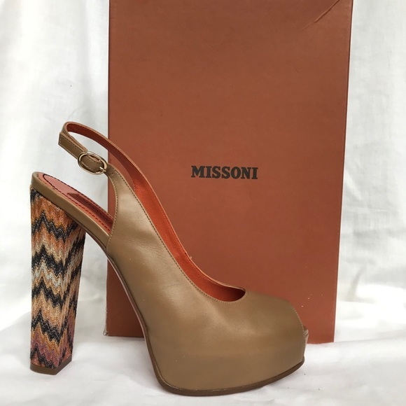 MISSONI Tan platform high heels with signature zigzag design - Picture 3 of 8